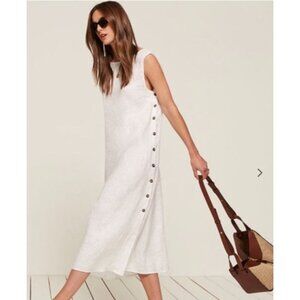 Reformation Linen White Midi dress Size L